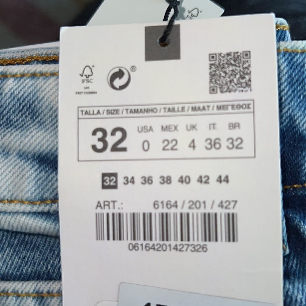 ZARA Z1975 Light Blue High Rise Slim Fit Jeans NWT Size 0 - Picture 10 of 11